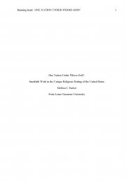 One Nation Under Whose God?: Interfaith Work in the Unique Religious Setting of the United States