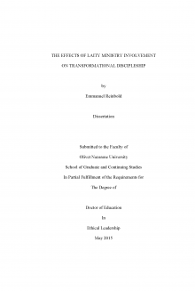 The Effects of Laity Ministry Involvement on Transformational Discipleship