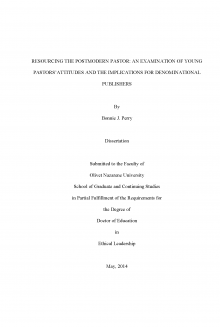 Resourcing the Postmodern Pastor: An Examination of Young Pastors’ Attitudes and the Implications for Denominational Publishers