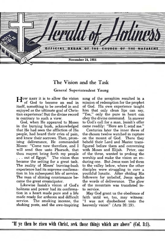 Title Page of Herald of Holiness - November 24, 1954