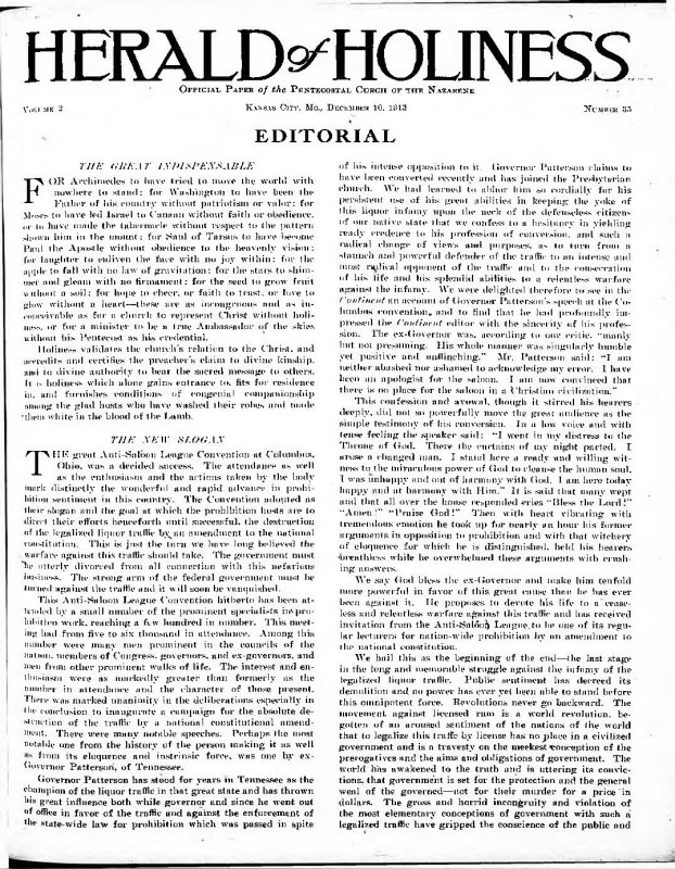 Title Page of Herald of Holiness - December 10, 1913