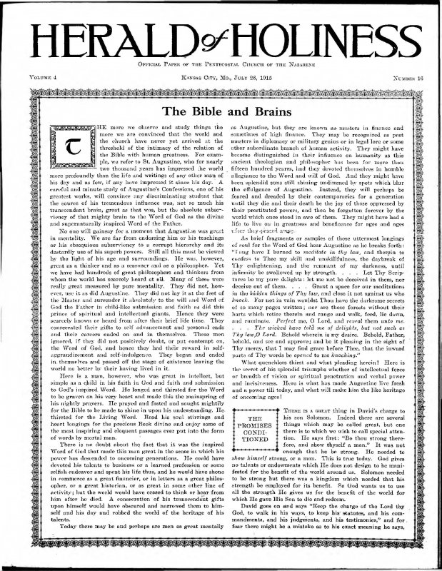 Title Page of Herald of Holiness - July 28, 1915