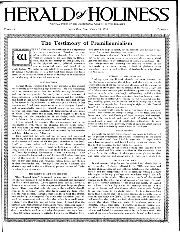 Title Page of Herald of Holiness - March 29, 1916