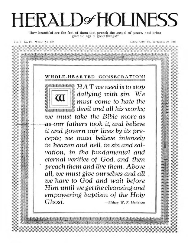Title Page of Herald of Holiness - September 20, 1916