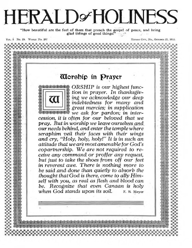 Title Page of Herald of Holiness - October 25, 1916