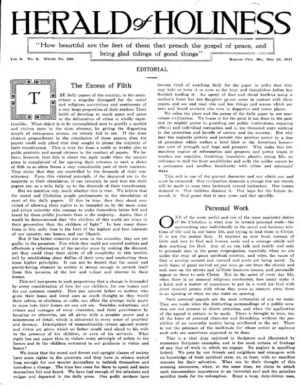 Title Page of Herald of Holiness - May 30, 1917