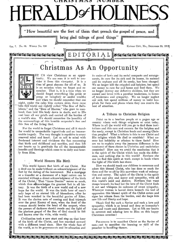 Title Page of Herald of Holiness - December 25, 1918