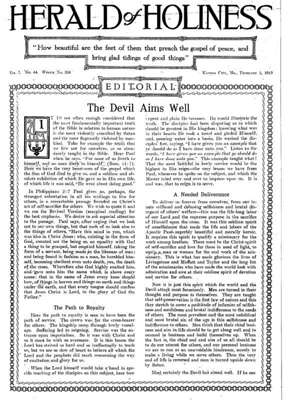 Title Page of Herald of Holiness - February 5, 1919
