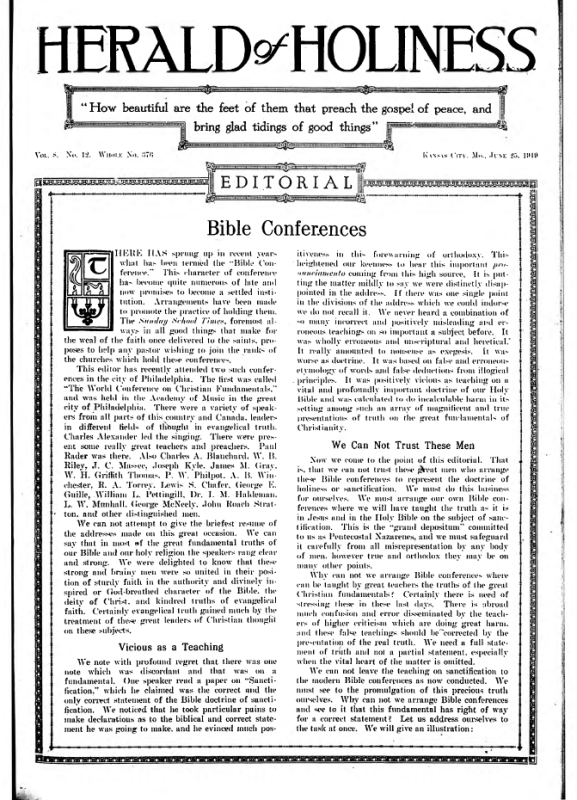 Title Page of Herald of Holiness - June 25, 1919
