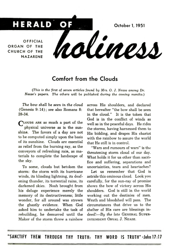 Title Page of Herald of Holiness - October 1, 1951