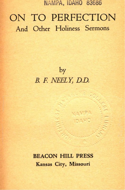 Title page Image of the book On to Perfection