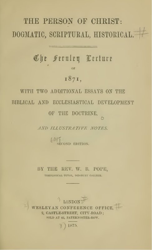 Image of Title Page - The Person of Christ