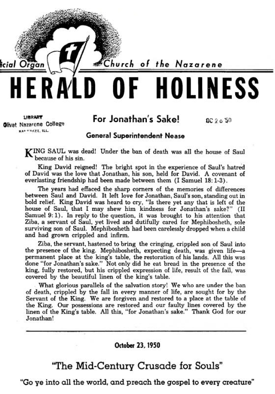 Cover of Herald of Holiness - October 23, 1950