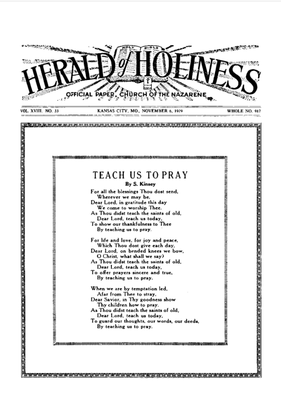 Front page of Herald of Holiness - November 6, 1929