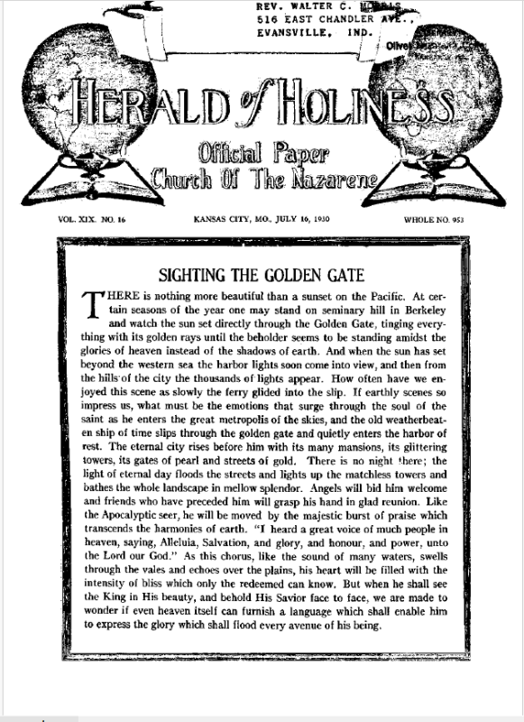 Front page of Herald of Holiness - July 16, 1930