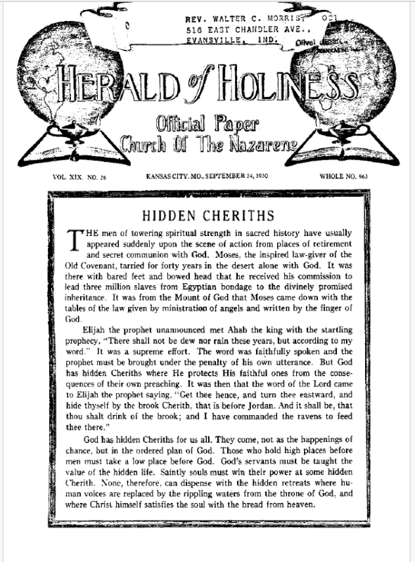 Front page of Herald of Holiness - September 24, 1930