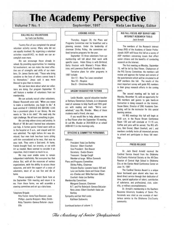 The Academy Perspective Vol. 7 1997-1998