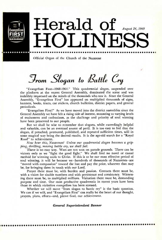 Herald of Holiness - August 24, 1960