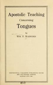 Apostolic Teaching Concerning Tongues