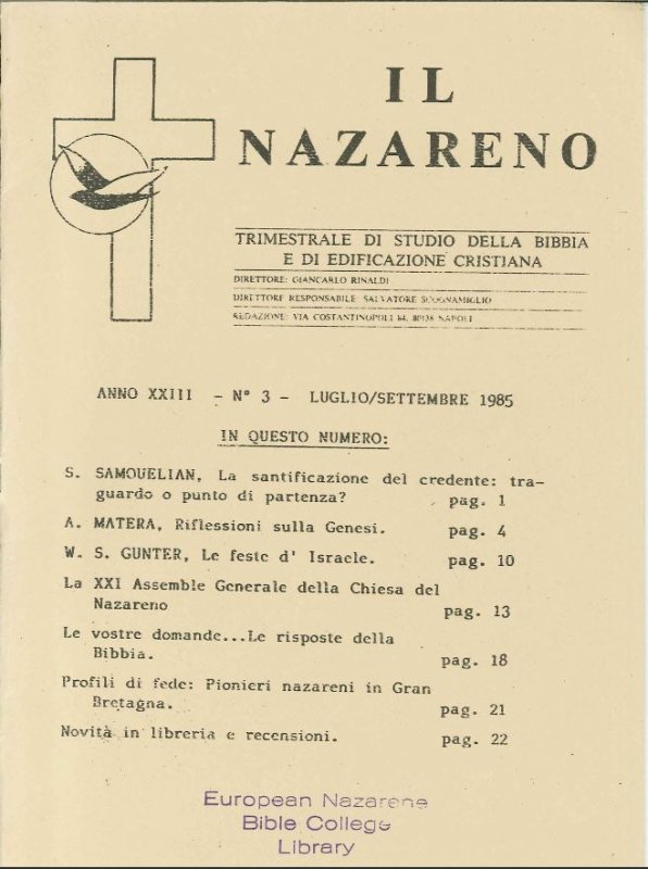 IL NAZARENO - Luglio-Settembre 1985